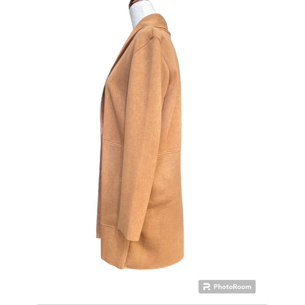 Zara Faux Suede Camel Longline Open Coat, S - Picture 9 of 16